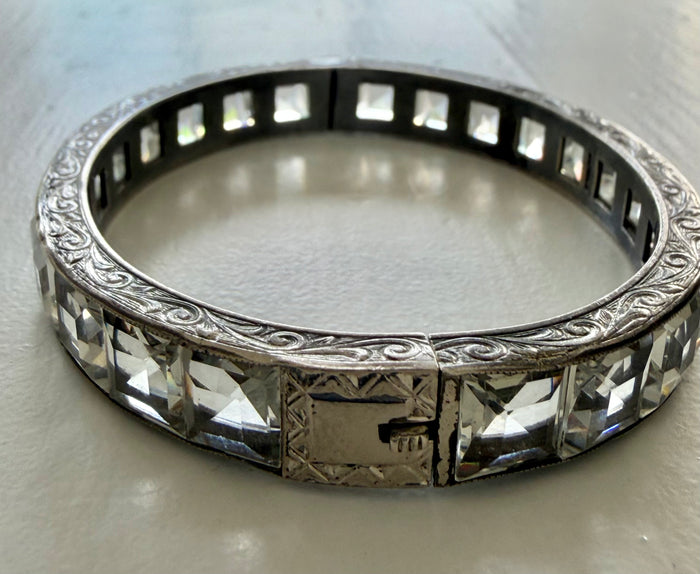 Art Deco sterling and paste bracelet