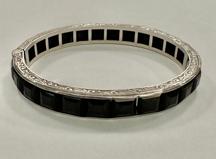 Art Deco Sterling and Paste Bangle