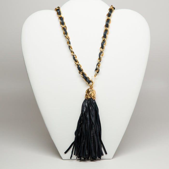 Chanel Leather Tassel Necklace