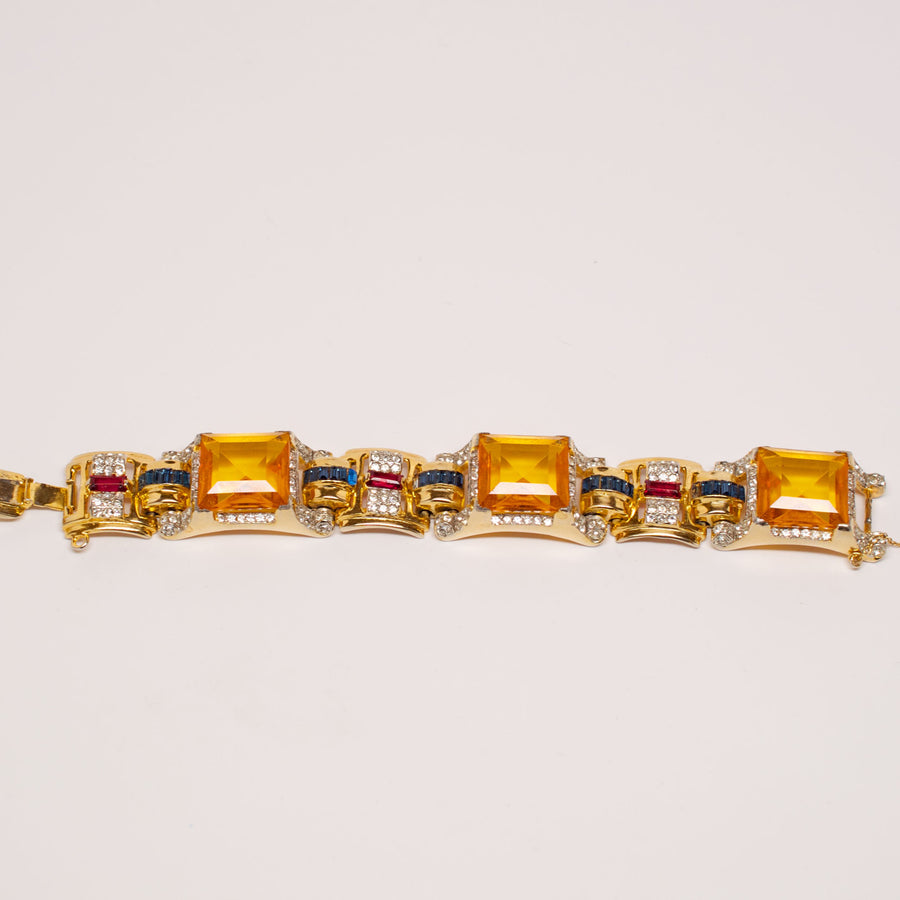 Vintage faux citrine Art Deco bracelet