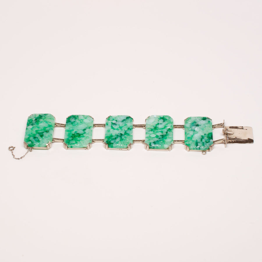 Unsigned Faux Jade Bracelet