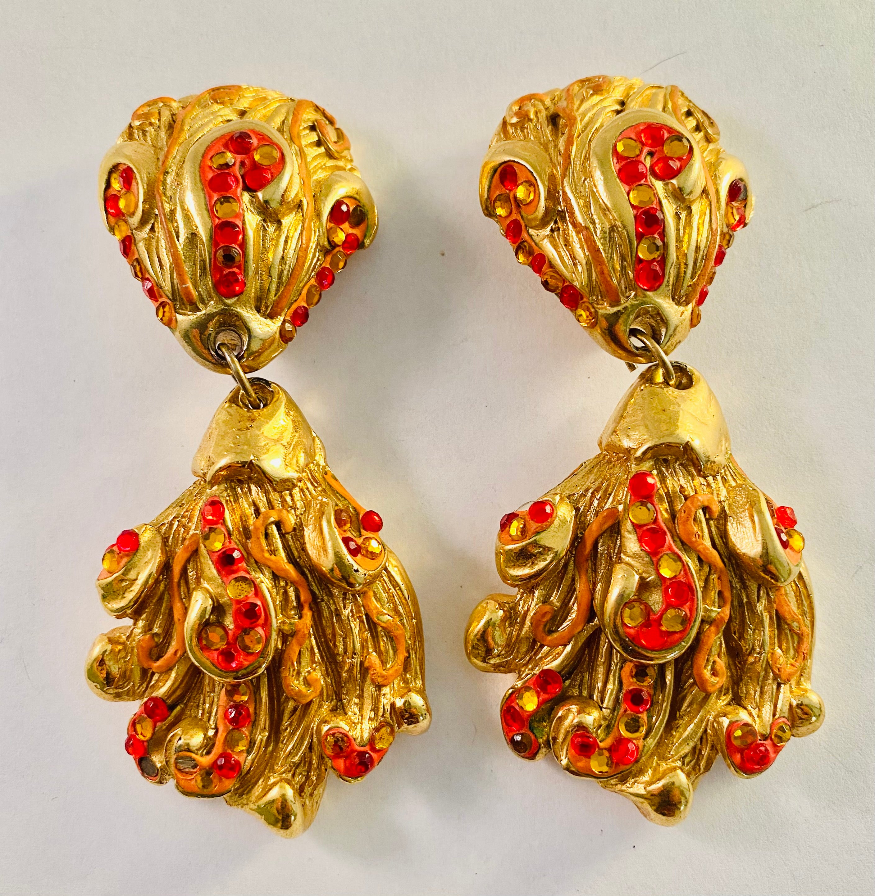 Boucles D'oreilles Clips JACKY DE G En Métal Et Résine - Occasion, Style Original Et Coloré