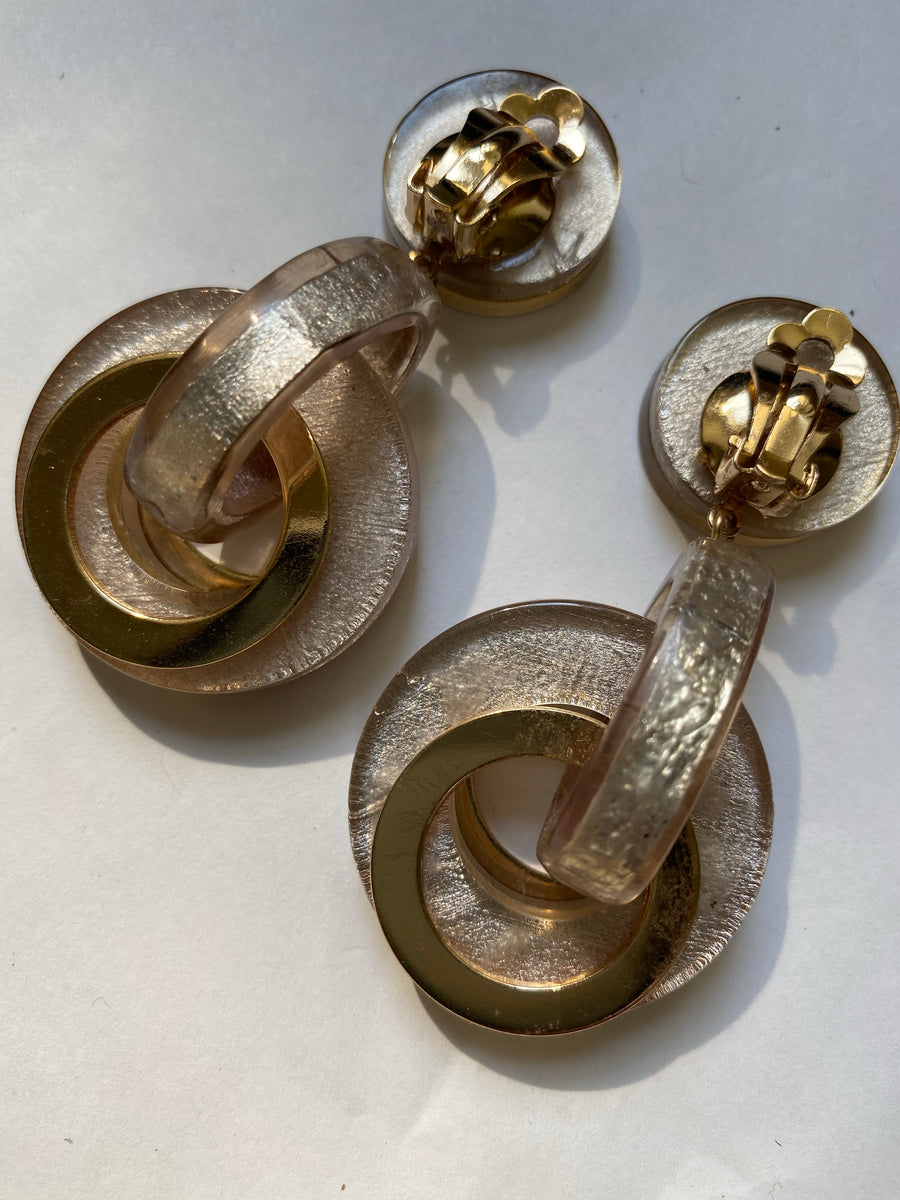 Vintage lucite hoop earrings
