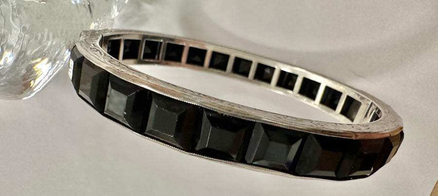 Art Deco Sterling and Paste Bangle