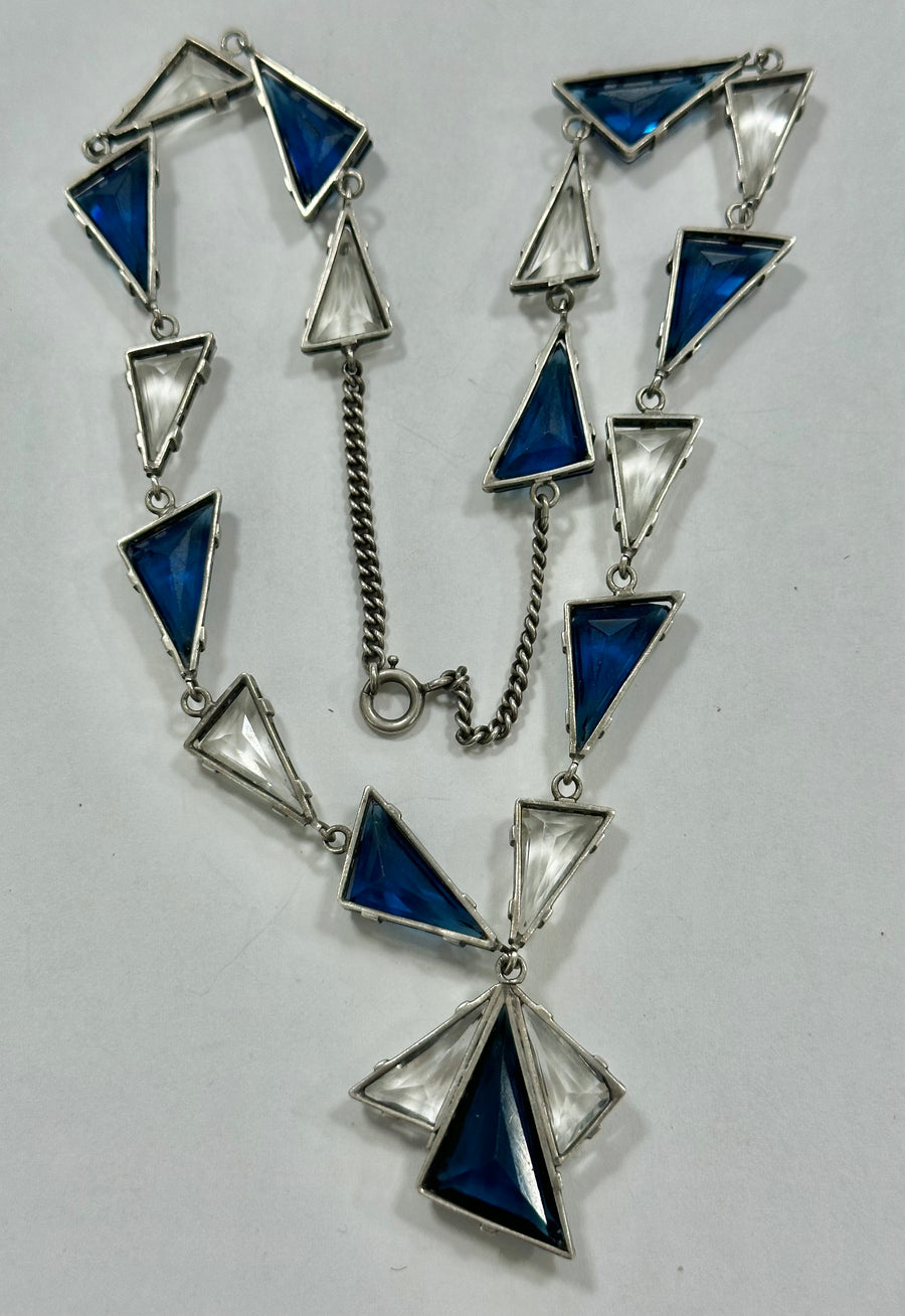 Art Deco Sterling and Crystal Necklace