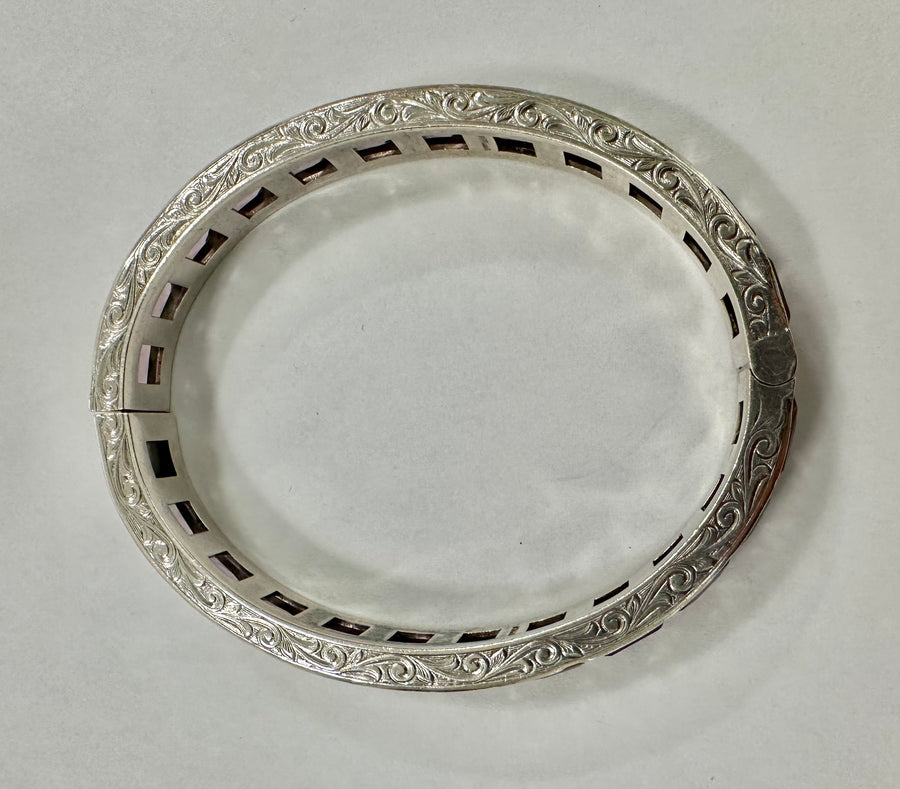 Art Deco Sterling and Paste Bangle