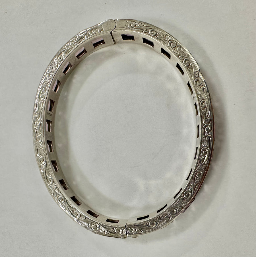 Art Deco Sterling and Paste Bangle