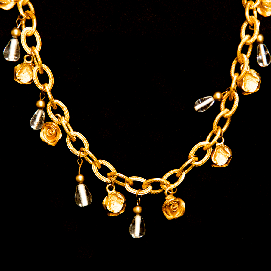 Philippe Ferrandis Gold Roses Necklace