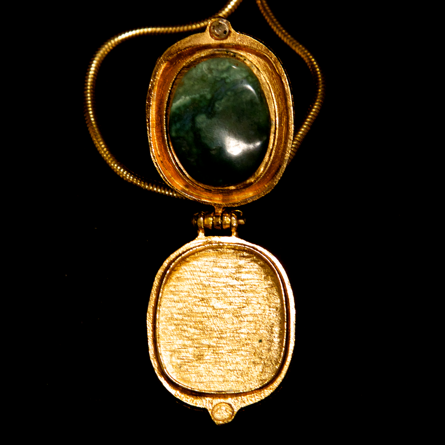Goosens Paris Gold Gilt and Lucite Locket Necklace