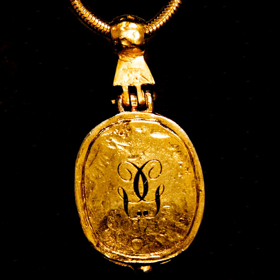 Goosens Paris Gold Gilt and Lucite Locket Necklace
