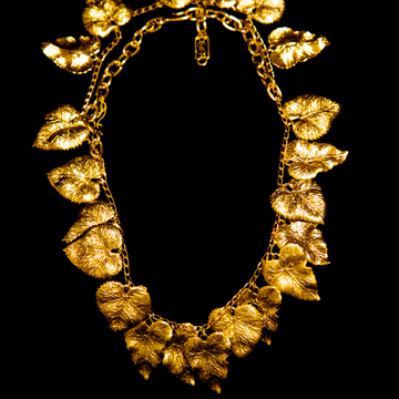 Yves Saint Laurent 1970's Gold Gilt Leaf Necklace