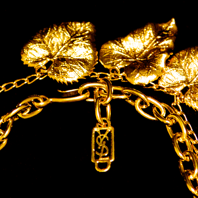 Yves Saint Laurent 1970's Gold Gilt Leaf Necklace