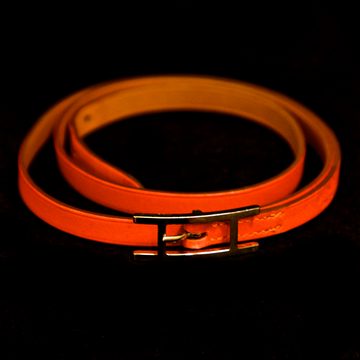 Hermes Orange Leather Wrap Bracelet
