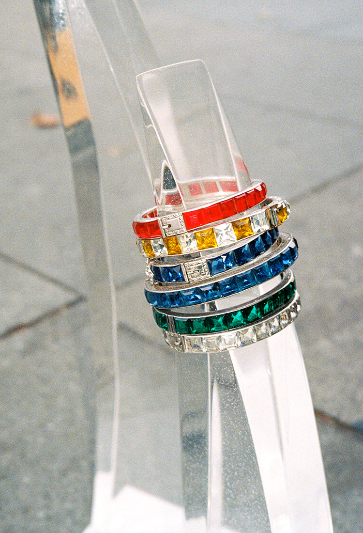 1920s American Paste and Engraved Sterling bangles