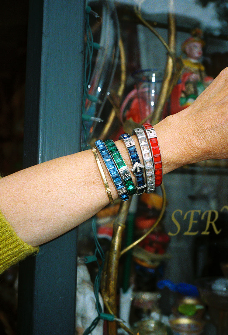 1920s American Paste and Engraved Sterling bangles