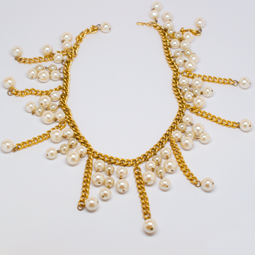 Unsigned Gold Chain with Faux Pearl Strands