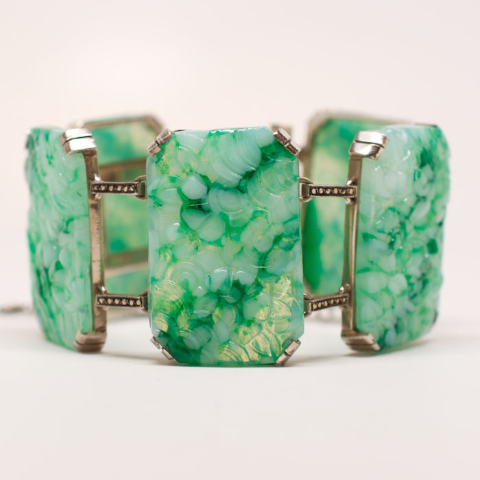 Unsigned Faux Jade Bracelet