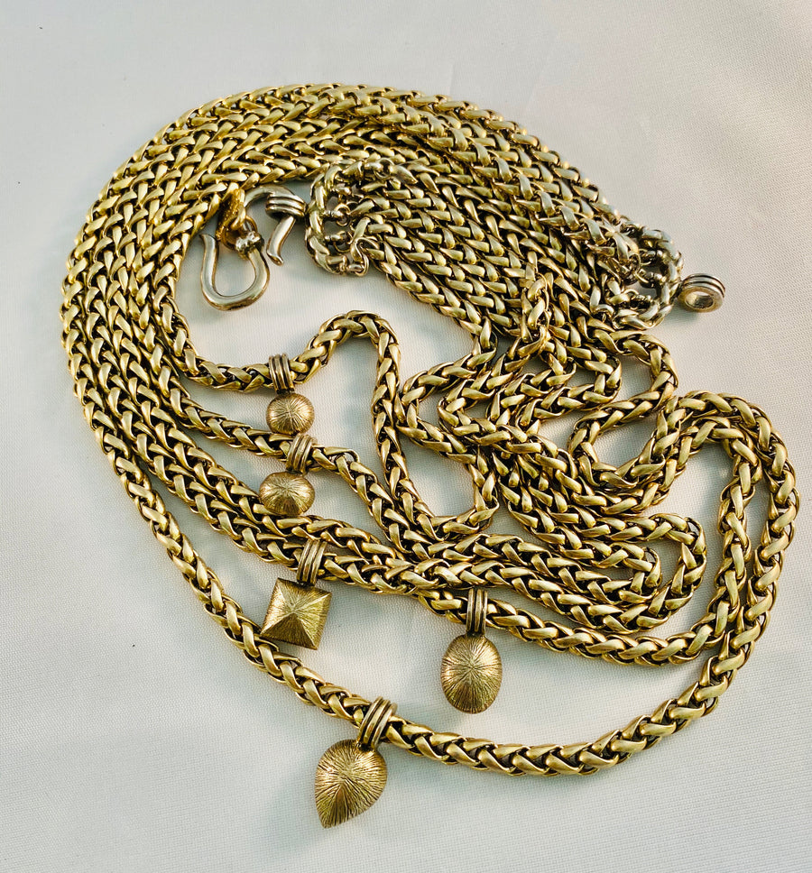 Yves Saint Laurent Five Strand Gold Chain with Jeweled Charms