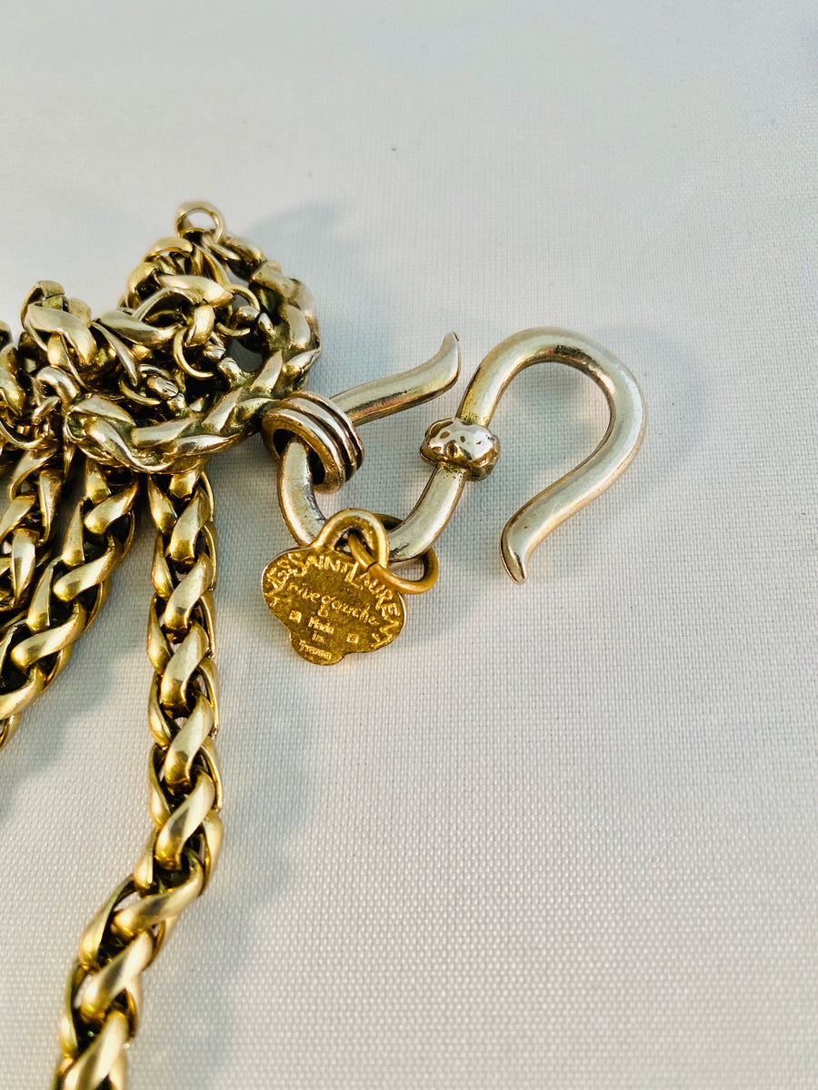 Yves Saint Laurent Five Strand Gold Chain with Jeweled Charms