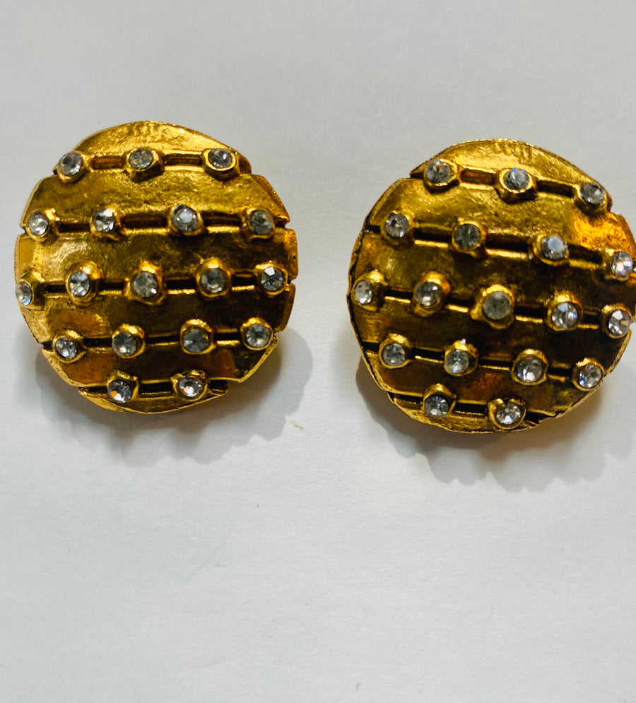 Vintage Chanel 18k Gold Gems Huggie Earrings at 1stDibs  gold mundra boy  price, mundra earrings, chanel 18k gold earrings