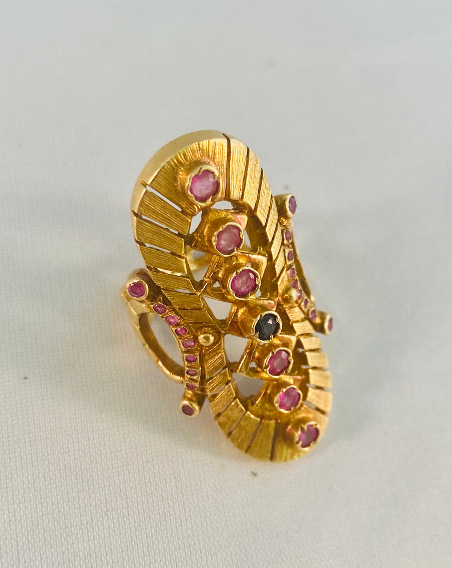 Gold and Ruby Cocktail Ring