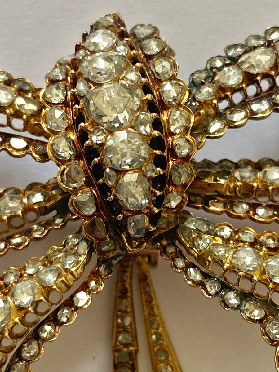 Diamond and Ruby Bow Brooch
