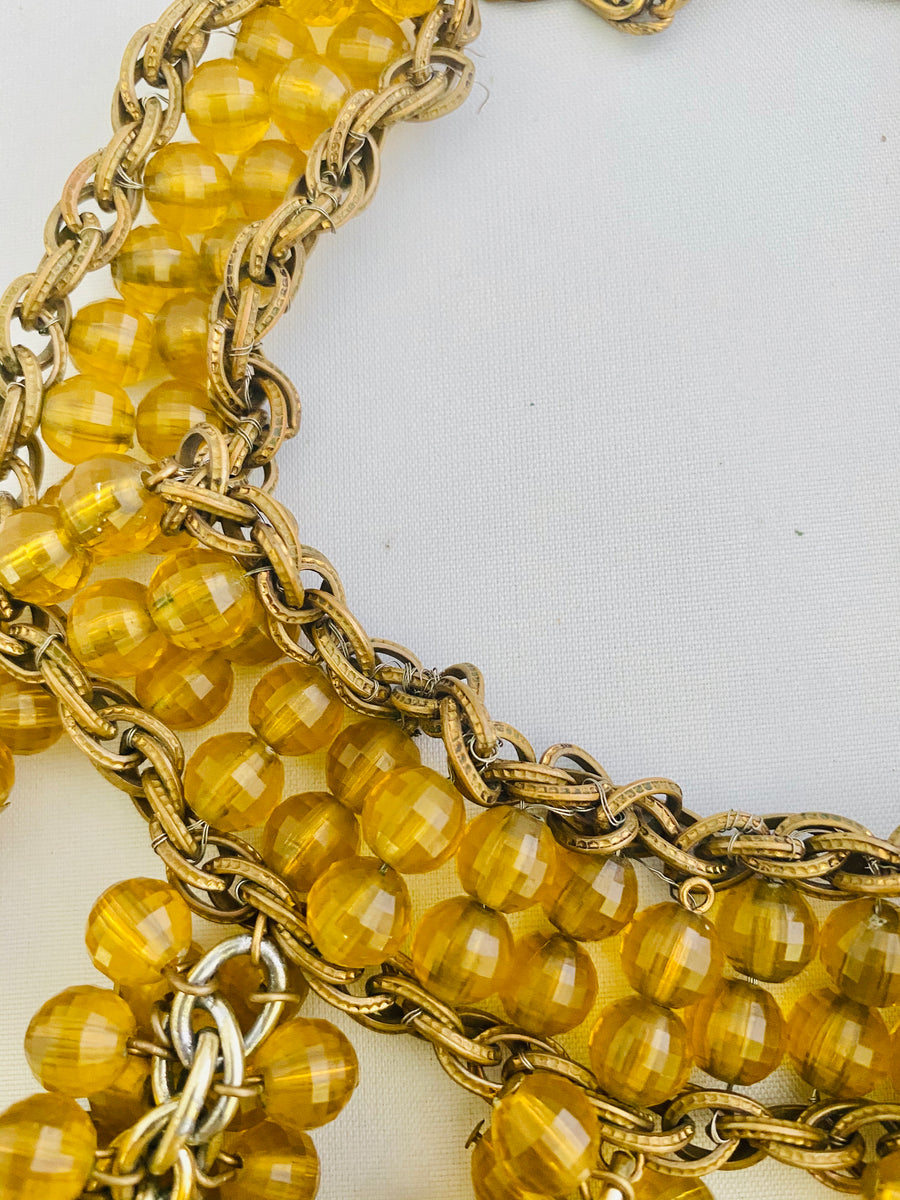 Unsigned Gold Bead Choker Necklace