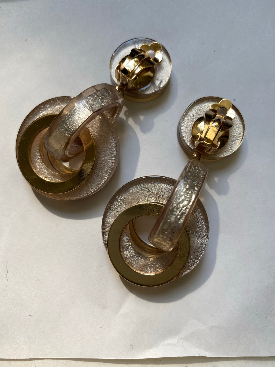 Vintage lucite hoop earrings