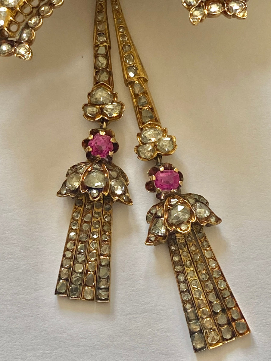 Diamond and Ruby Bow Brooch